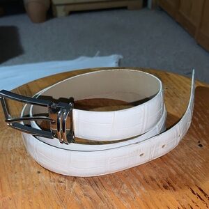Elegant croc grain White Leather Belt Avanti Made in Italy 42/44 golf leisure